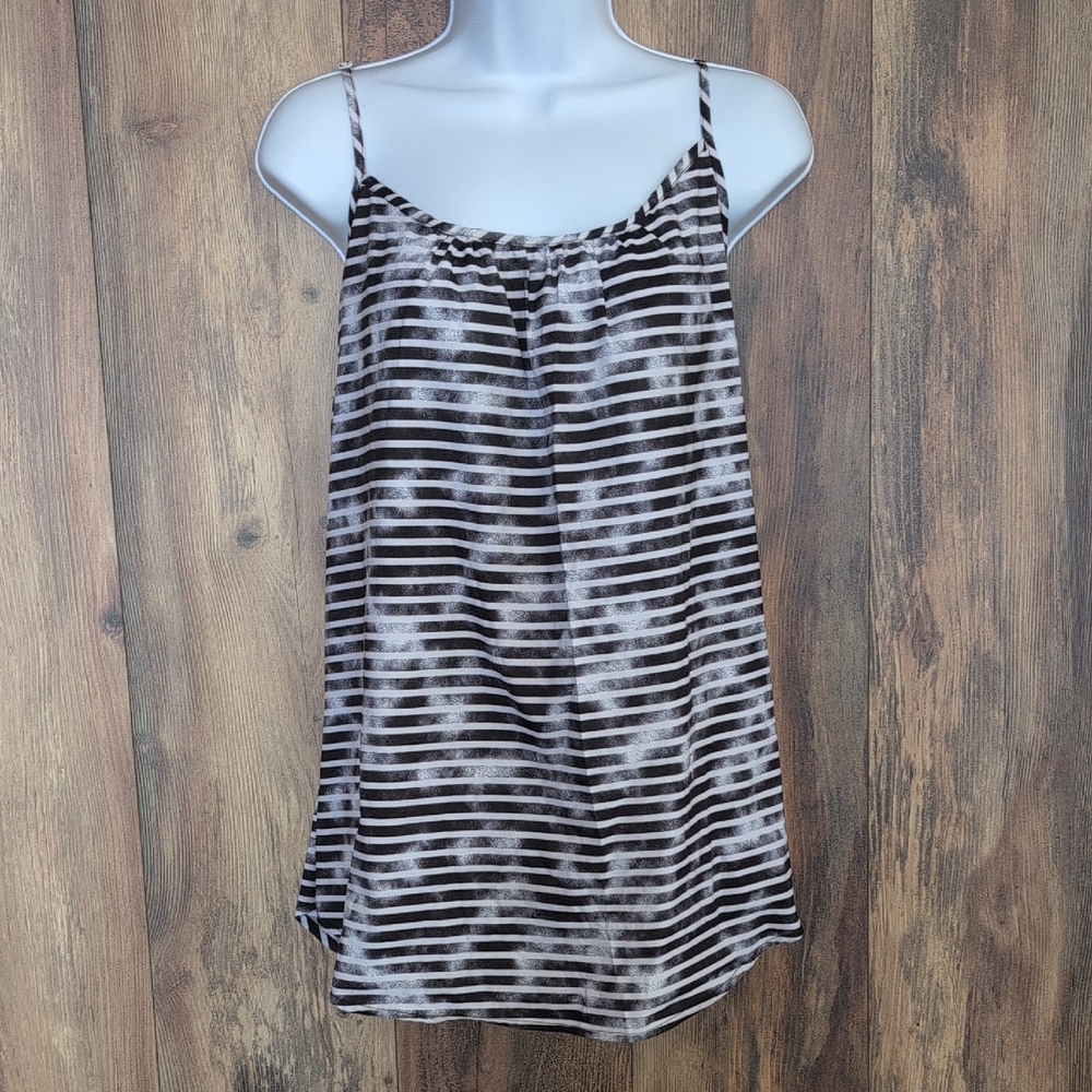 Faded Glory Black and White Striped Camisole Tank Top XXL        C426